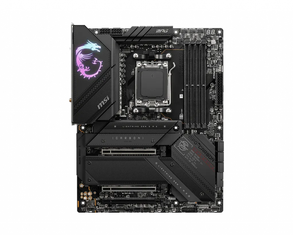 MSI MPG X670E Carbon WiFi Gaming Motherboard (AMD AM5, DDR5, PCIe 5.0, SATA 6Gb/s, M.2, USB 3.2 Gen 2, Wi-Fi 6E, HDMI/DP, ATX)