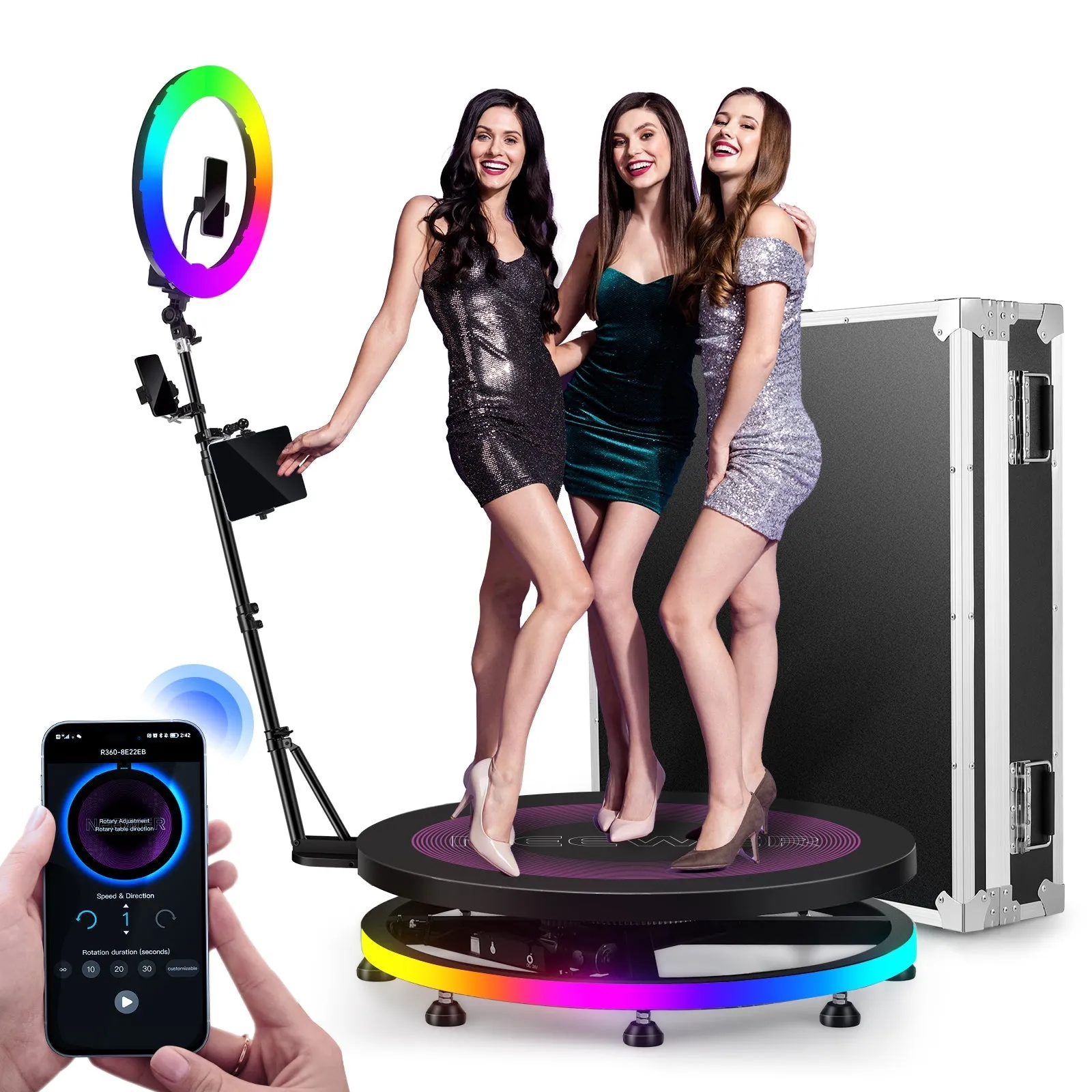 NEEWER 39.4"/100cm 360 Photo Booth with RGB LED Strip & Remote