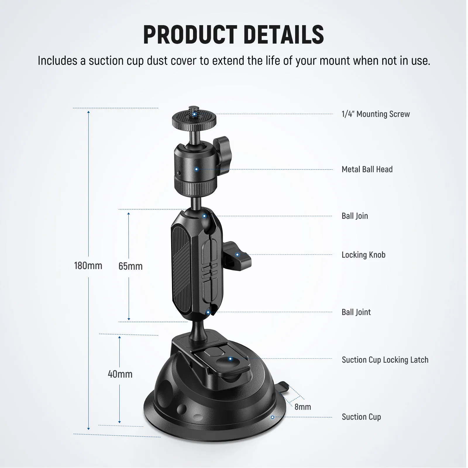 NEEWER CA029 Suction Cup Mount Compatible with iPhone GoPro Action Camera