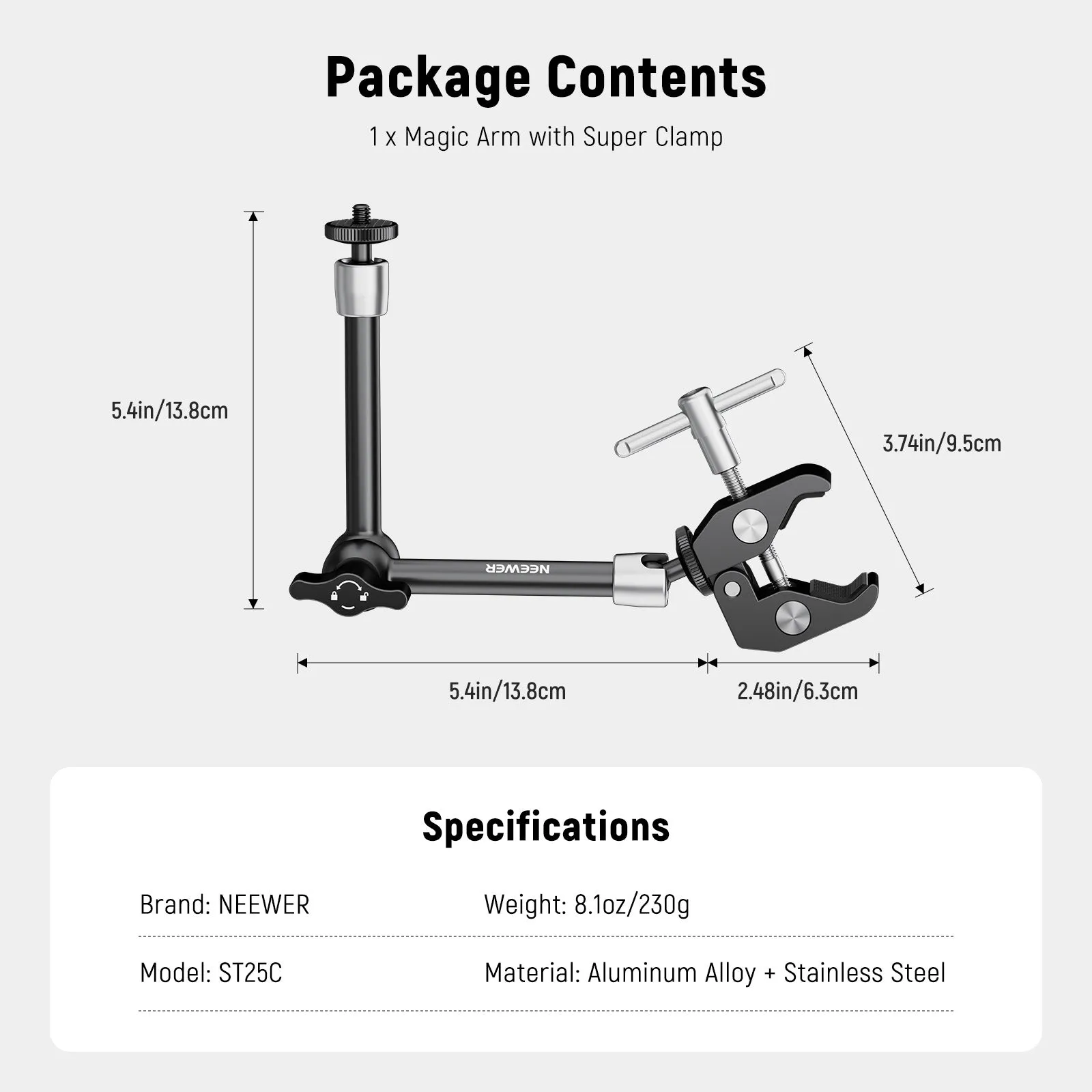 NEEWER ST15C/ST25C Super Clamp with Magic Arm Kit