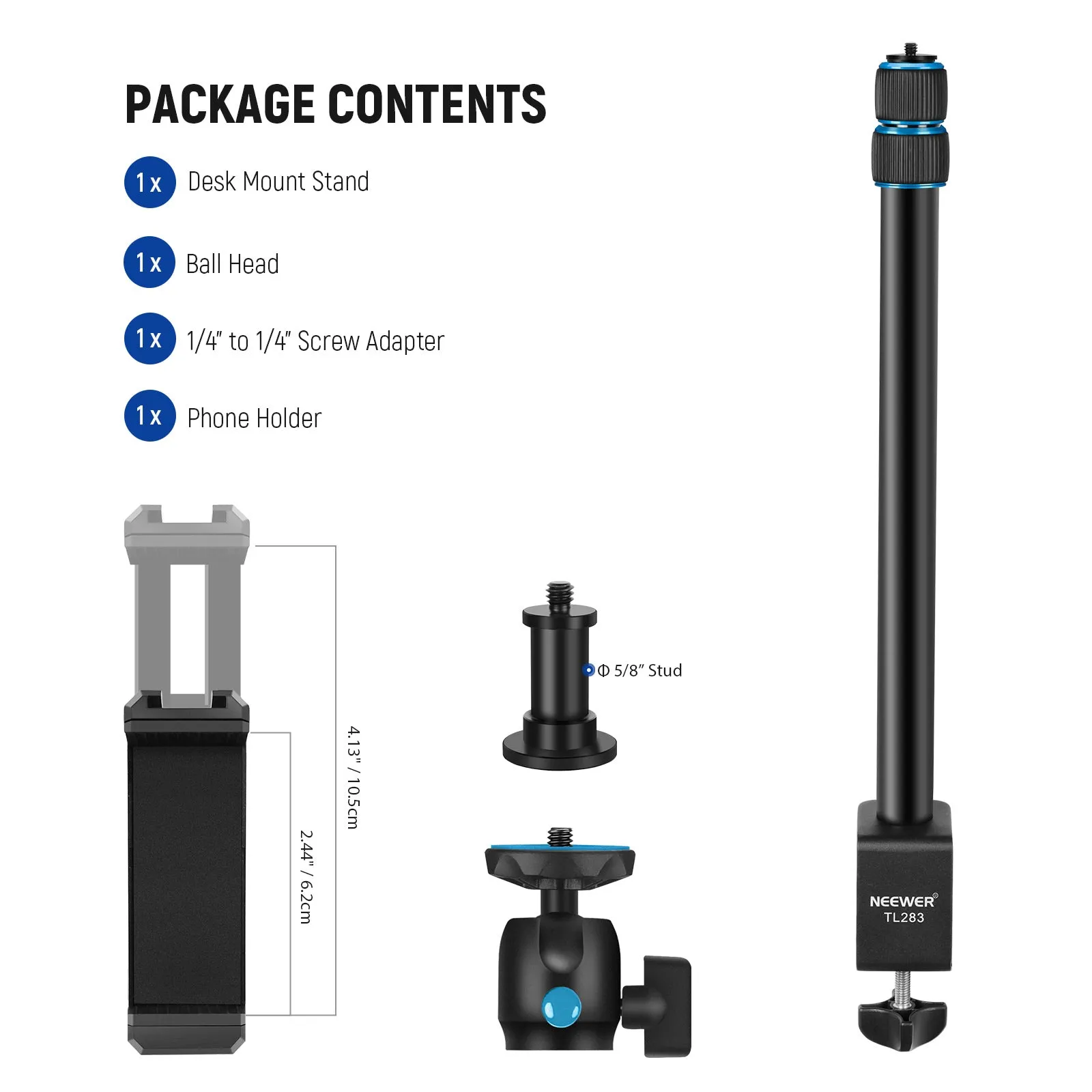 NEEWER TL283 Extendable Camera Desk Mount with Ball Head