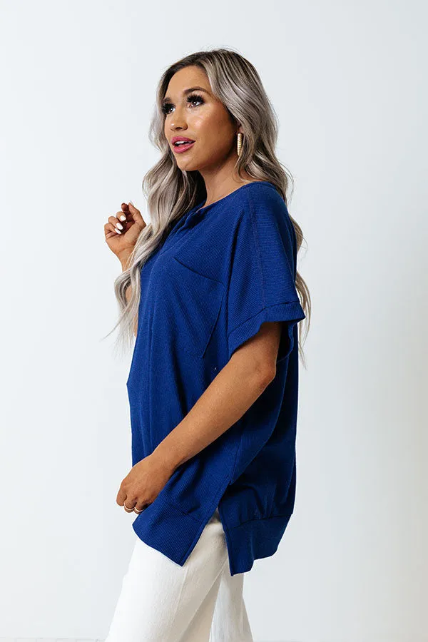 Neighborhood Hotspot Waffle Knit Tee In Royal Blue