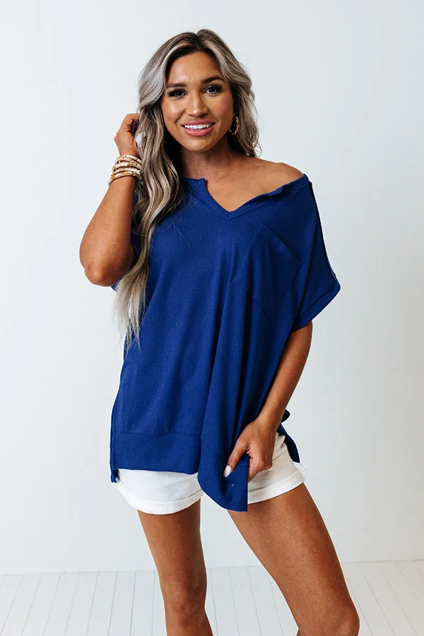 Neighborhood Hotspot Waffle Knit Tee In Royal Blue