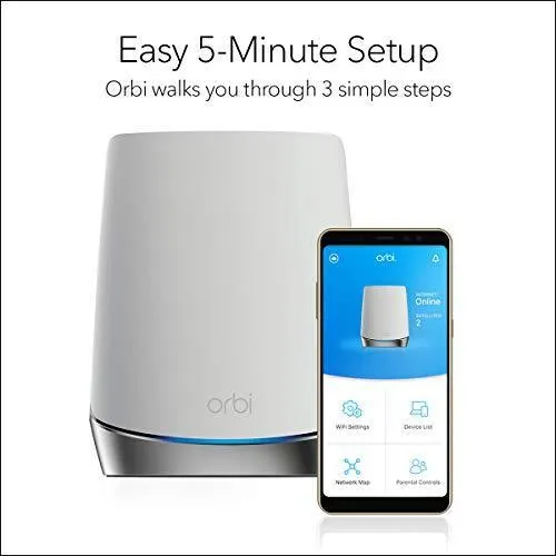 NETGEAR Orbi Whole Home Tri-band Mesh WiFi 6 System (RBK752) – Router with 1 Satellite Extender | Coverage up to 5,000 sq. ft. and 40  Devices | AX4200 (Up to 4.2Gbps)