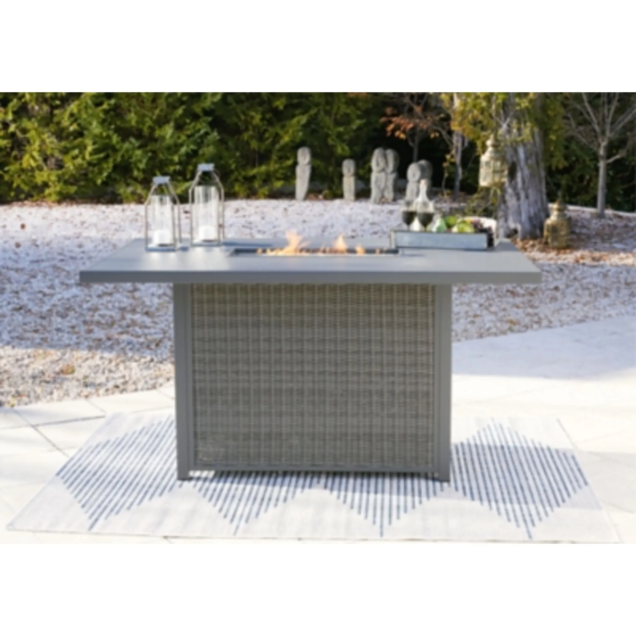 Palazzo Outdoor Bar Table with Fire Pit - Gray