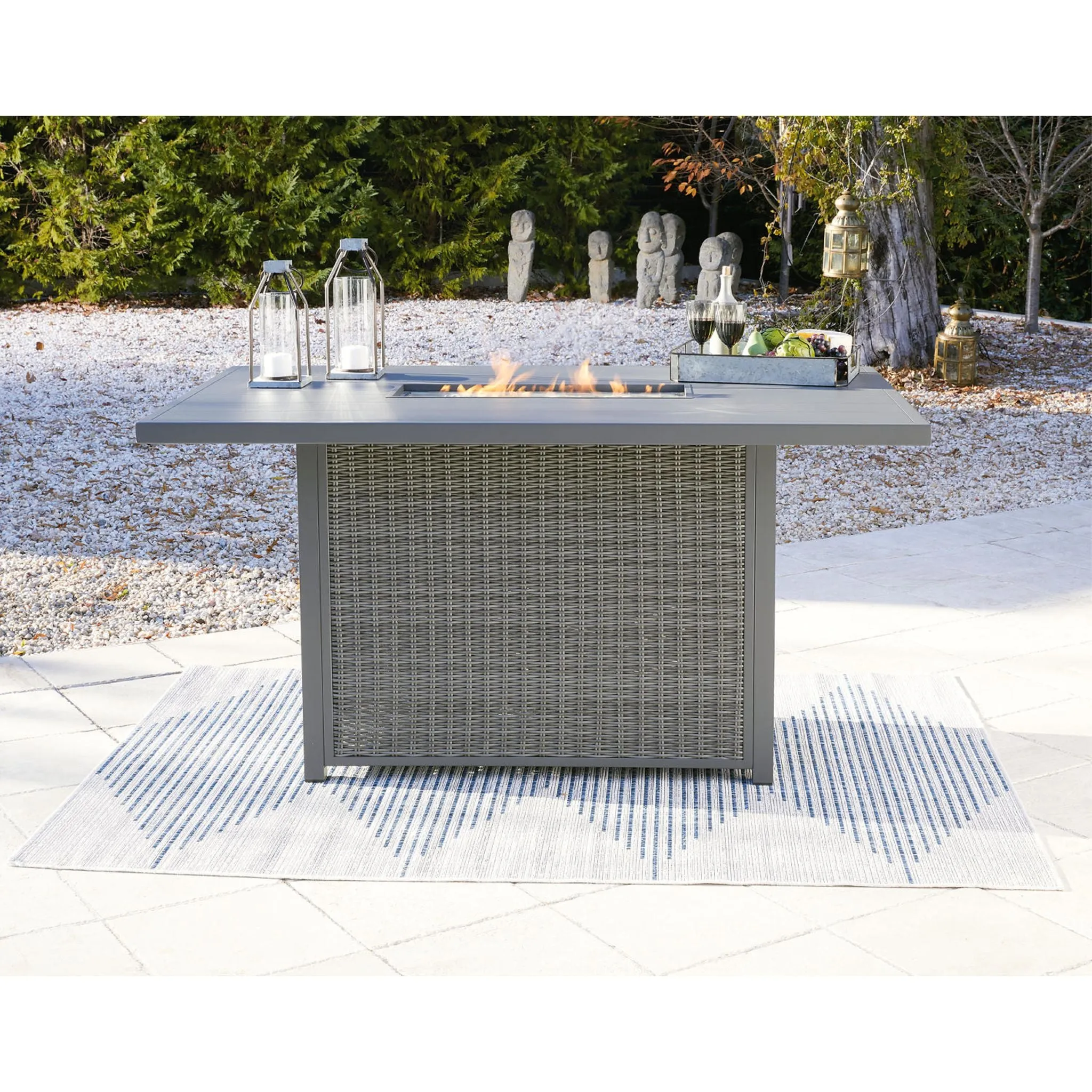 Palazzo Outdoor Bar Table with Fire Pit - Gray