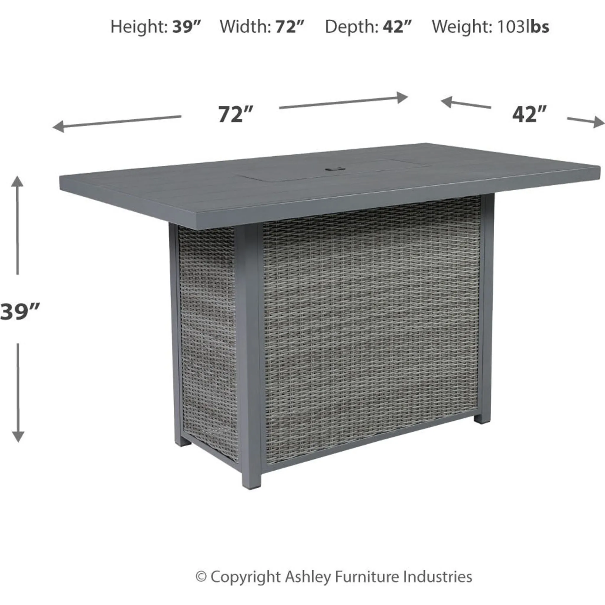 Palazzo Outdoor Bar Table with Fire Pit - Gray