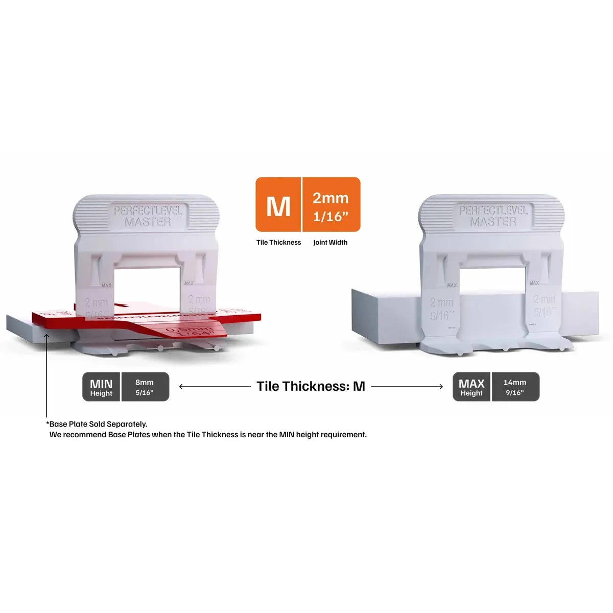 Perfect Level Master 2mm 1/16" Size M Leveling Tile Clips