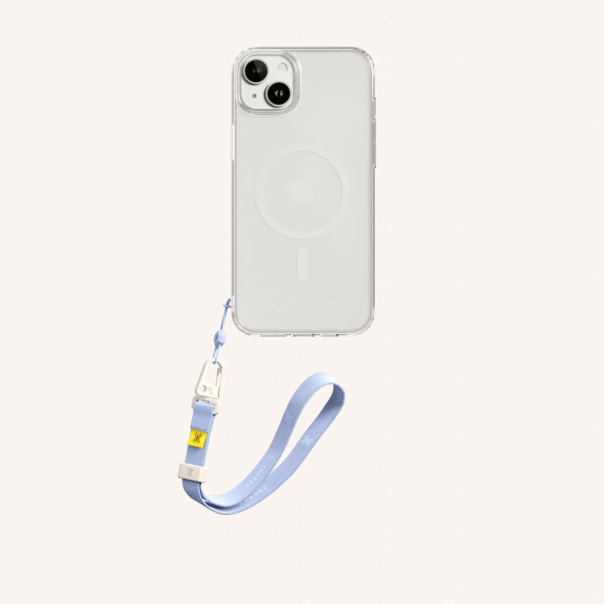 Phone Case with Wrist Strap in Clear   Baby Blue