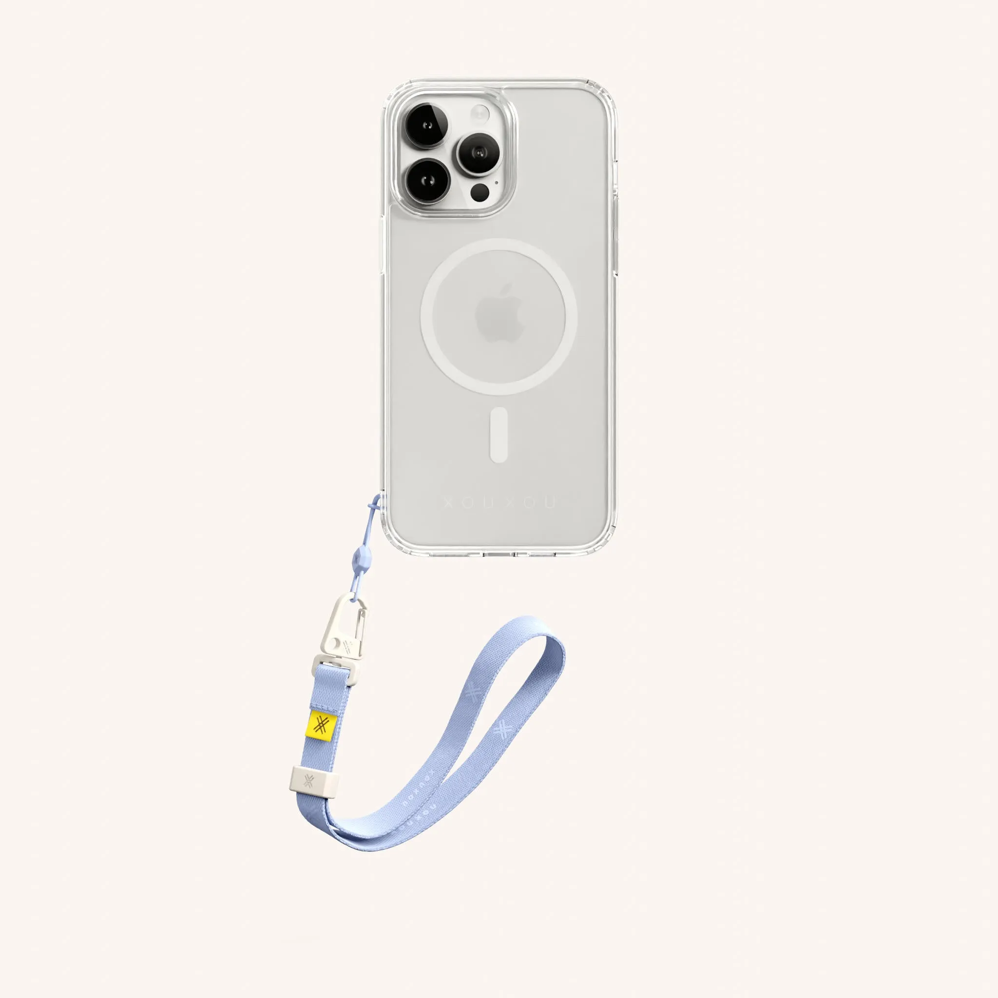 Phone Case with Wrist Strap in Clear   Baby Blue