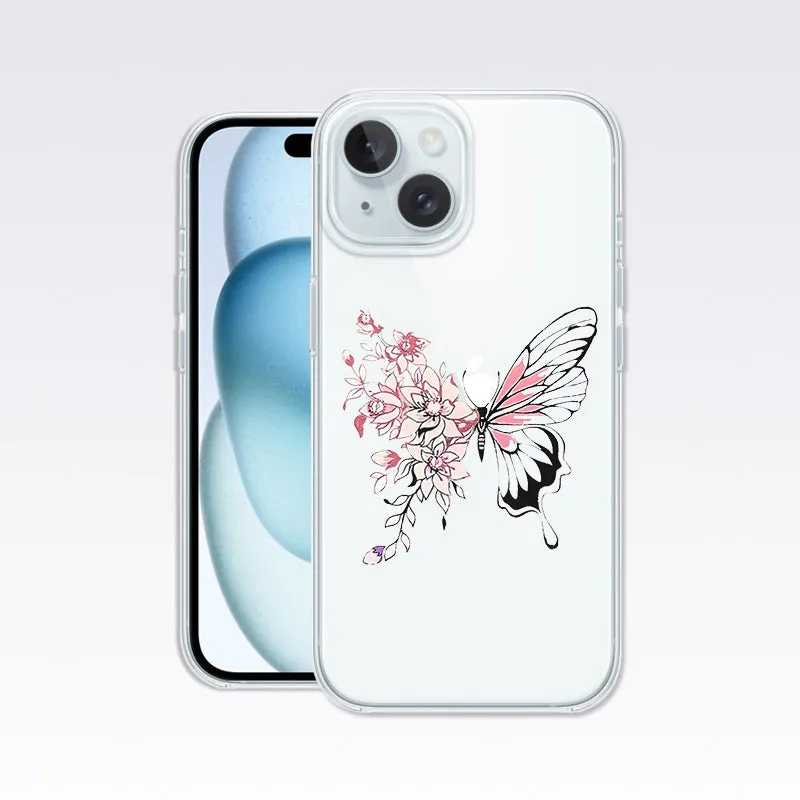 Pink Butterfly Clear Silicon Cover