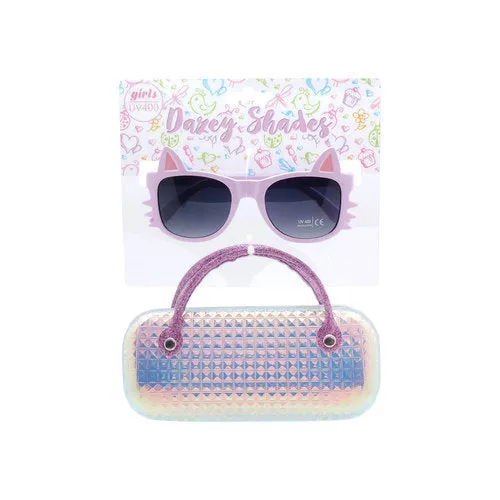 Pink Dazey Shades Tween Cat Shape Fashion Sunglasses with Case ( sold by the piece)