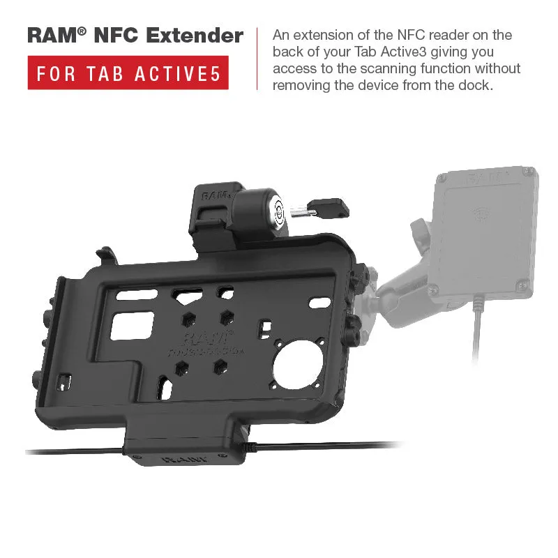 RAM® Low-Profile Locking Power   Single USB Dock for Tab Active5 & 3