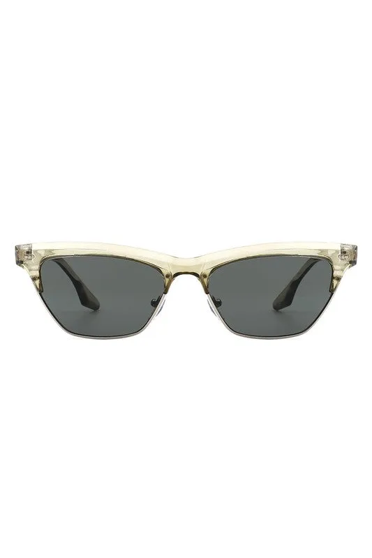 Retro Half Frame Square Fashion Cat Eye Sunglasses