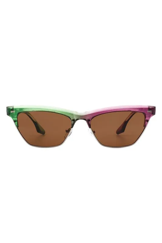 Retro Half Frame Square Fashion Cat Eye Sunglasses