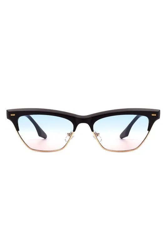 Retro Half Frame Square Fashion Cat Eye Sunglasses