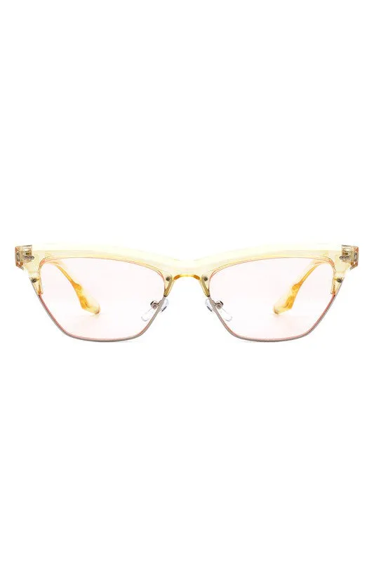 Retro Half Frame Square Fashion Cat Eye Sunglasses