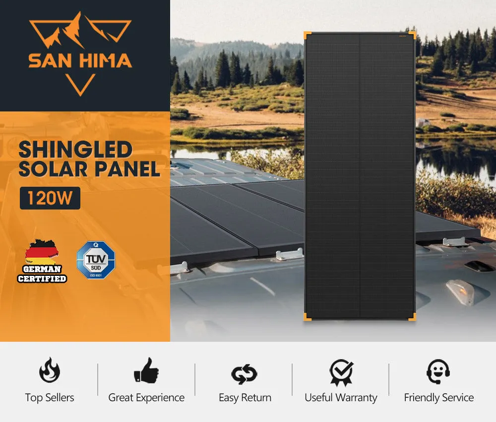 San Hima 120W Solar Panel Kit Mono Shingled Fixed Power Caravan Camping