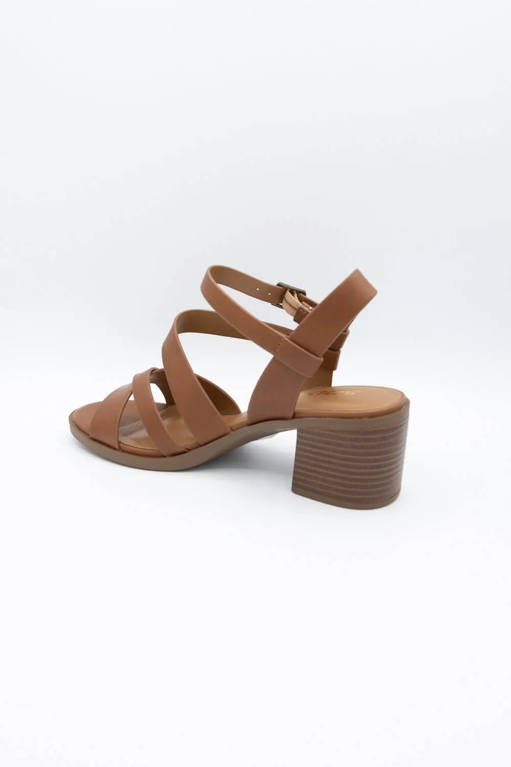 Soda Hotspot Strappy Block Heels for Women in Tan | HOTSPOT-S TAN