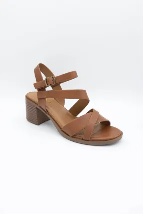 Soda Hotspot Strappy Block Heels for Women in Tan | HOTSPOT-S TAN