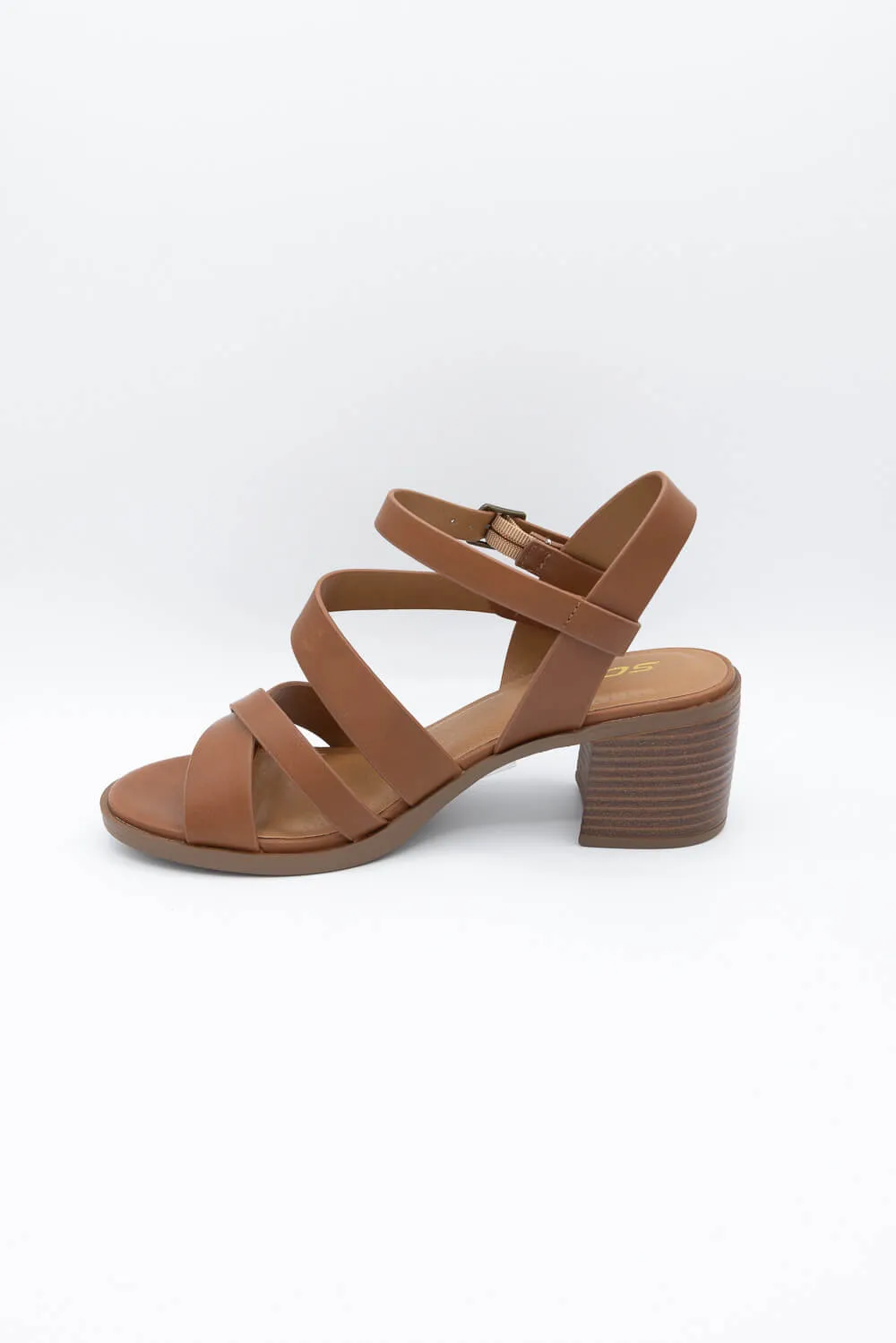 Soda Hotspot Strappy Block Heels for Women in Tan | HOTSPOT-S TAN