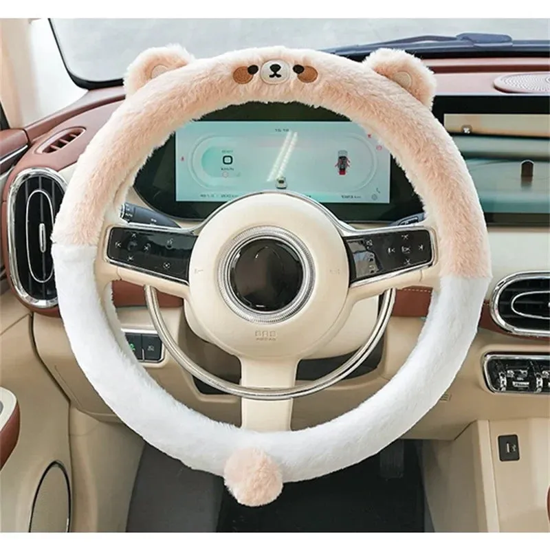 Soft Winter Animal Plush Steering Wheel Cover