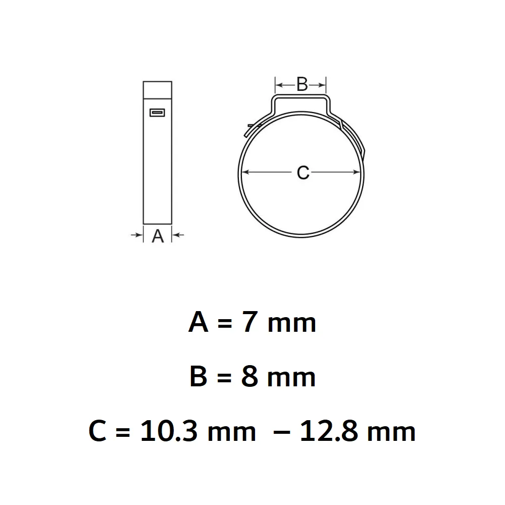 Stainless Steel Oetiker Stepless Ear Clamp - (12.8 mm) 1/2" I.D.