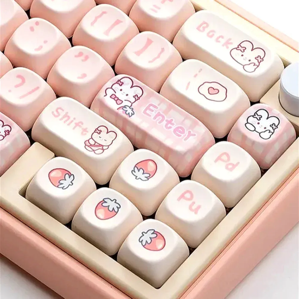 Strawberry Bunny Keyboard Keycaps