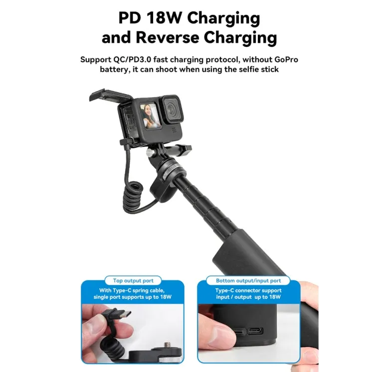 TELESIN Charging Selfie Stick 10000mah Power Bank Universal For Sports Camera & Smart Phone