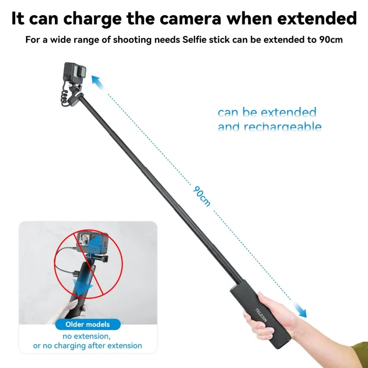 TELESIN Charging Selfie Stick 10000mah Power Bank Universal For Sports Camera & Smart Phone