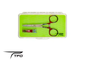 TFO Gift Box w/ Fish Print Nippers, Scissor Clamp & Lg Silicone Fly Box