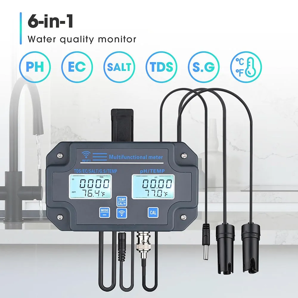 TheLAShop 6 in 1 Water testing Meter - ph temp tds ec s.g salt