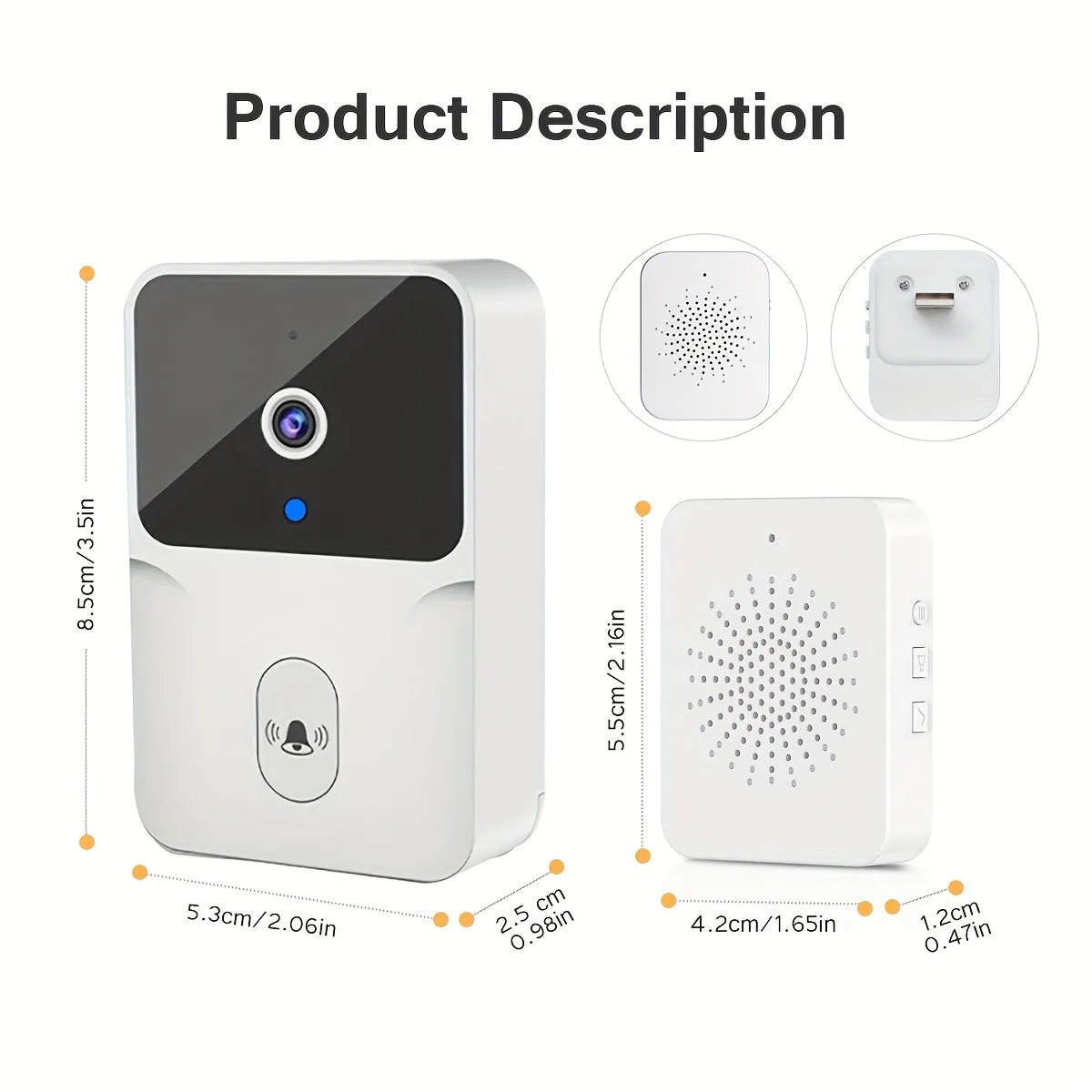 Tuya Wireless Doorbell Camera With HD Video, Night Vision & Voice Change Smart Home Security System Monitor, Doorbell Camera Wifi