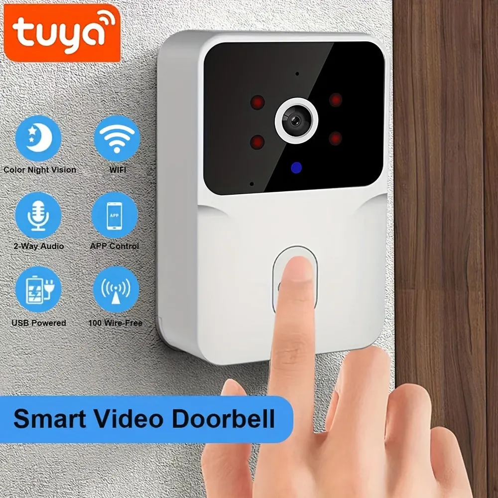 Tuya Wireless Doorbell Camera With HD Video, Night Vision & Voice Change Smart Home Security System Monitor, Doorbell Camera Wifi