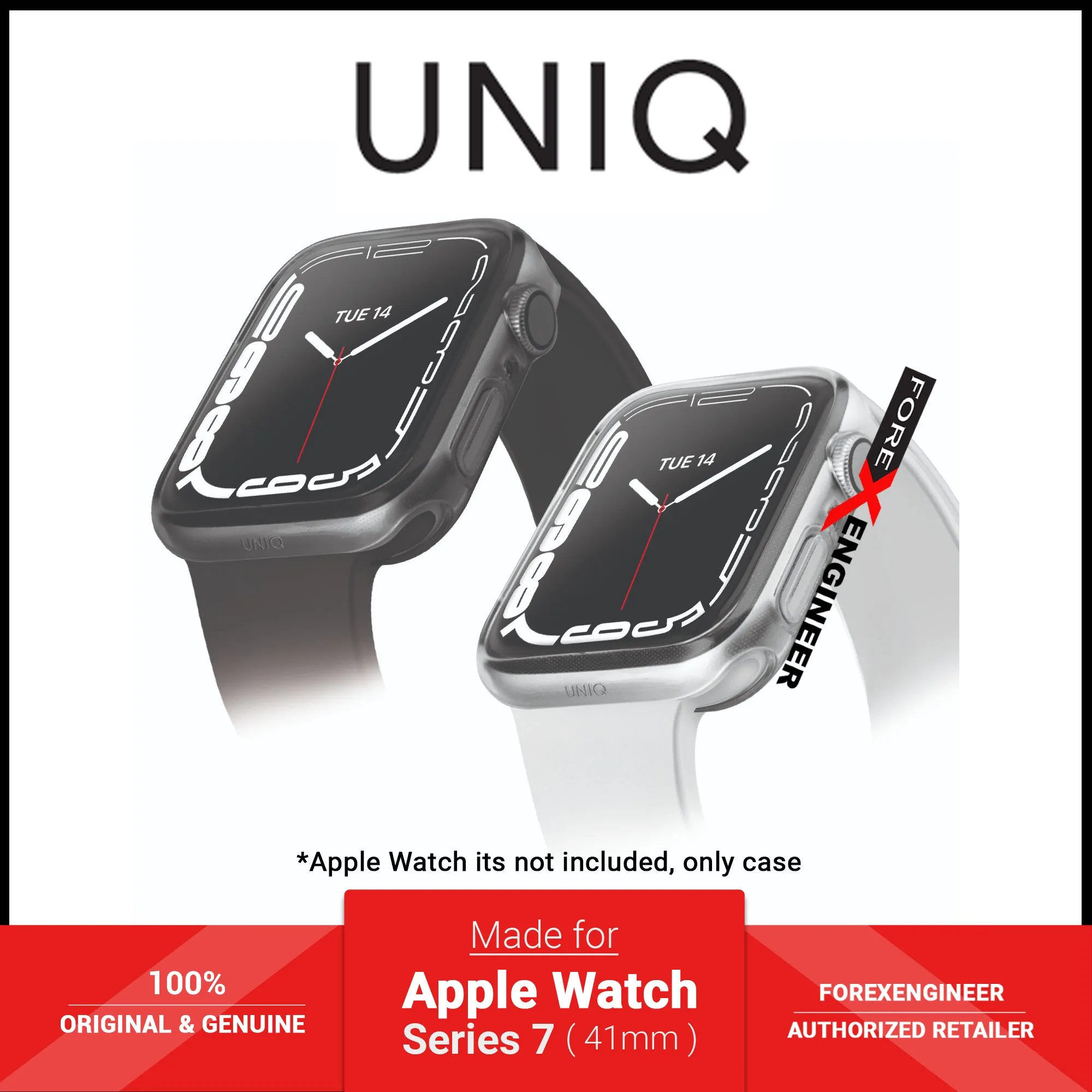 UNIQ Glase Dual Pack Case for Apple Watch Series 7 2021 ( 41mm ) - 2pcs Case -  Clear & Smoke