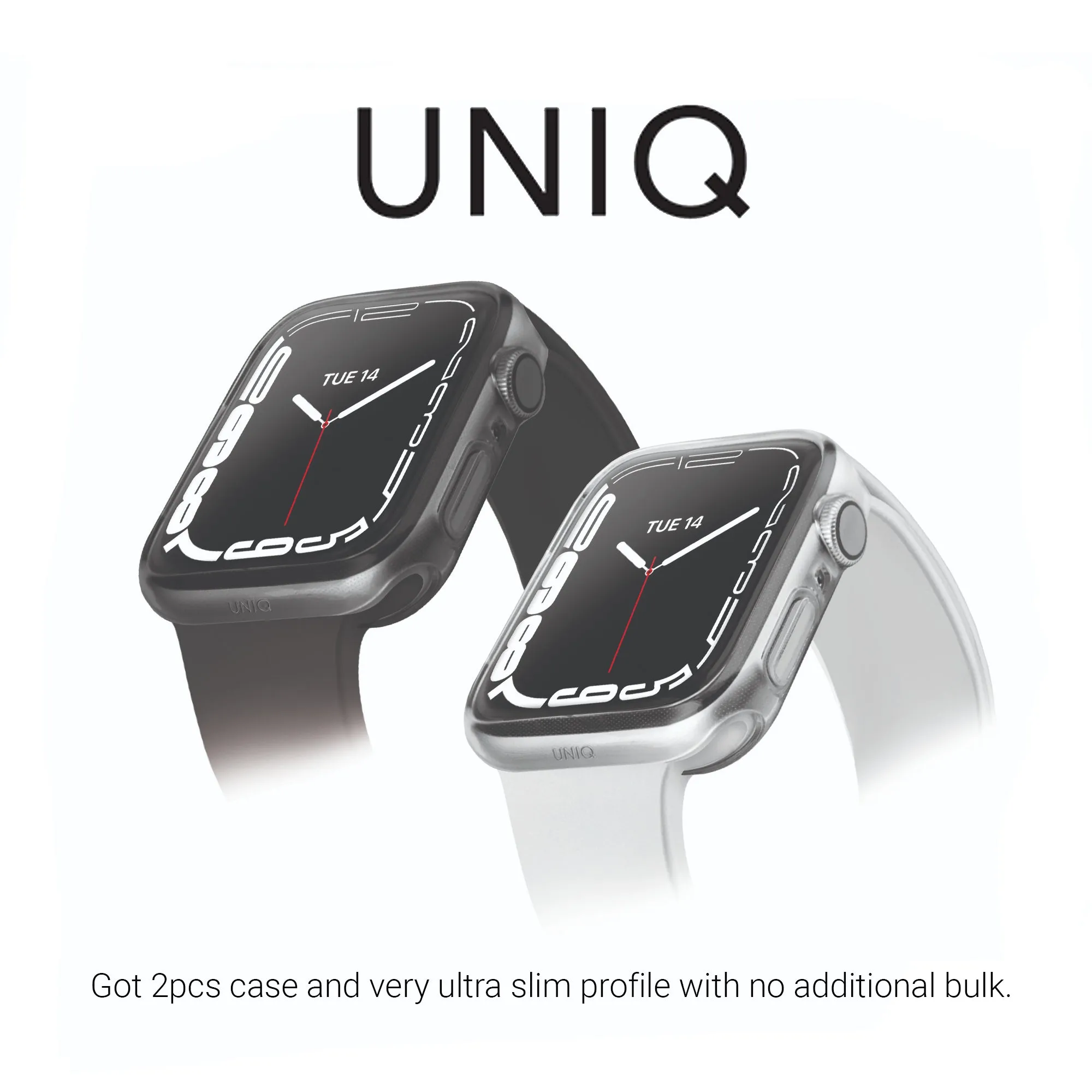 UNIQ Glase Dual Pack Case for Apple Watch Series 7 2021 ( 41mm ) - 2pcs Case -  Clear & Smoke