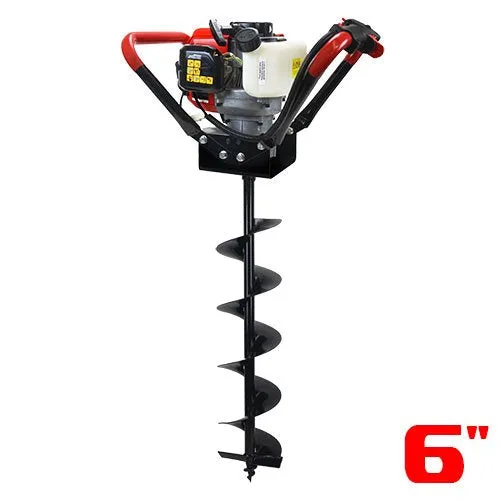 V-Type 55CC 2 Stroke Gas Post Hole Digger 3/4" Shaft 1-Man Auger Digger   6"Bit