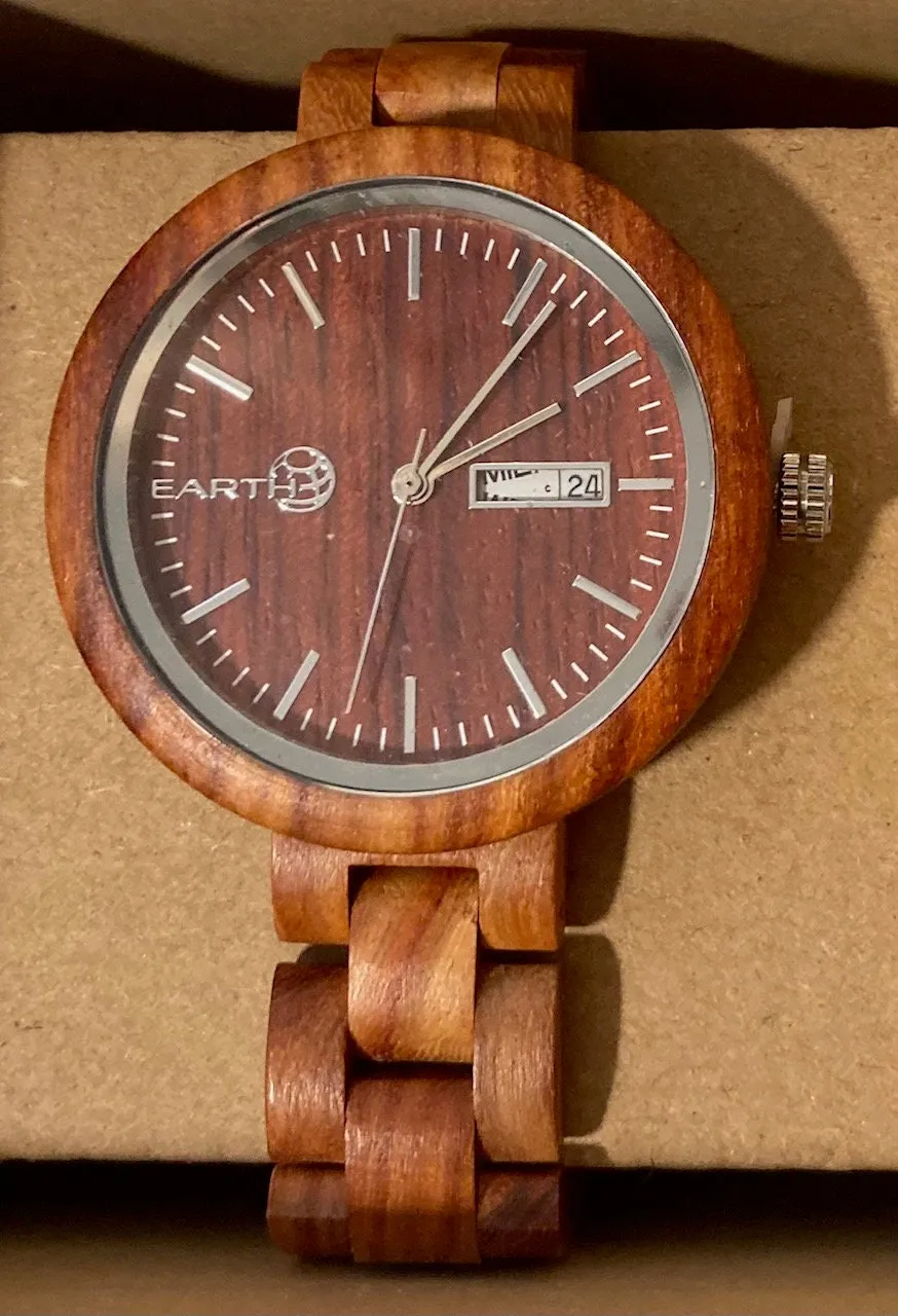 Vintage Earth Wooden Wrist Watch, in Original Case, Fashion, Time, Clock, Clothing Accessory, Quality, Nice, In Box