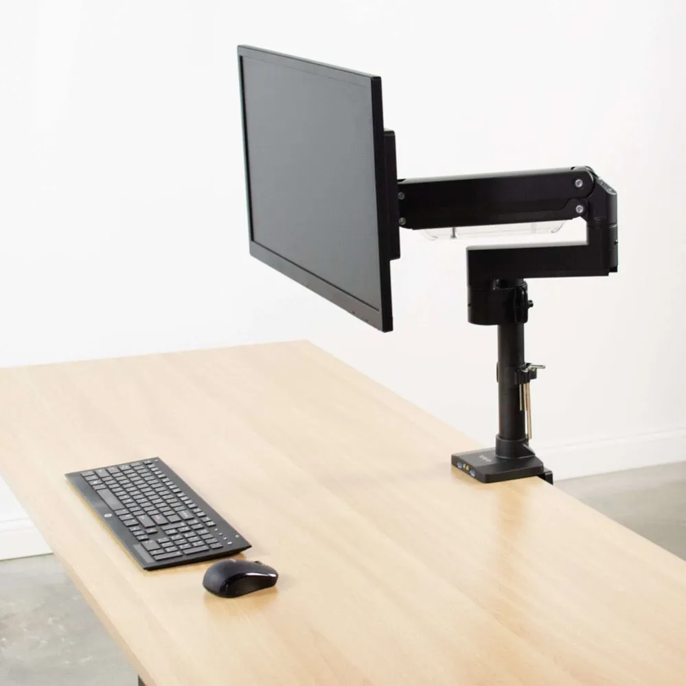 VIVO Pneumatic Arm Single Monitor Desk Mount with USB, STAND-V101GTU