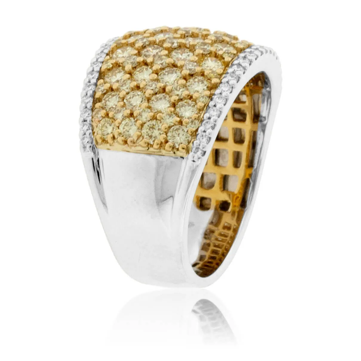 Yellow Diamond & Diamond Lined Fashion Ring