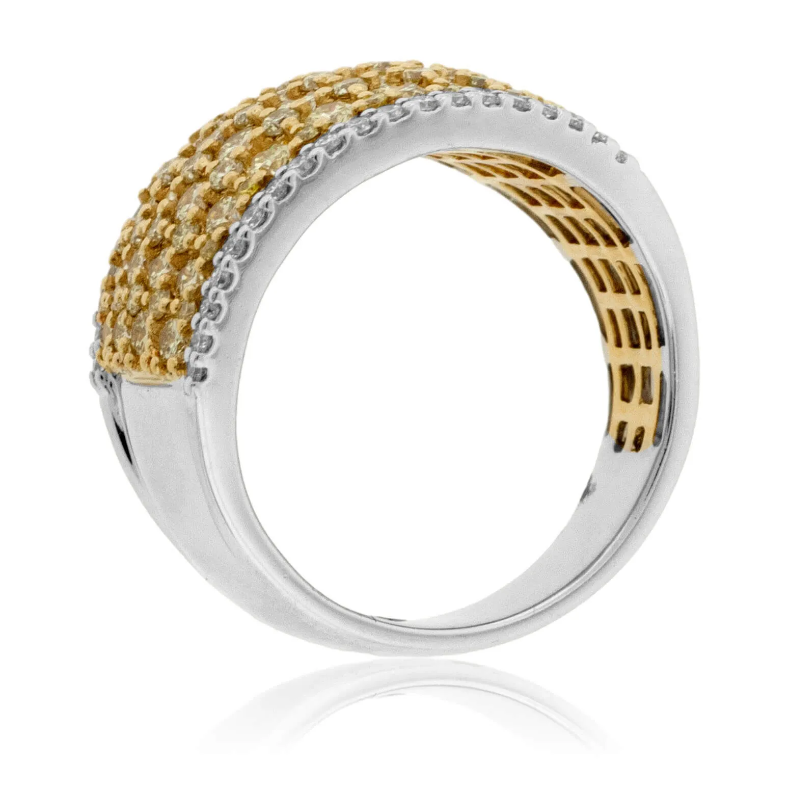 Yellow Diamond & Diamond Lined Fashion Ring