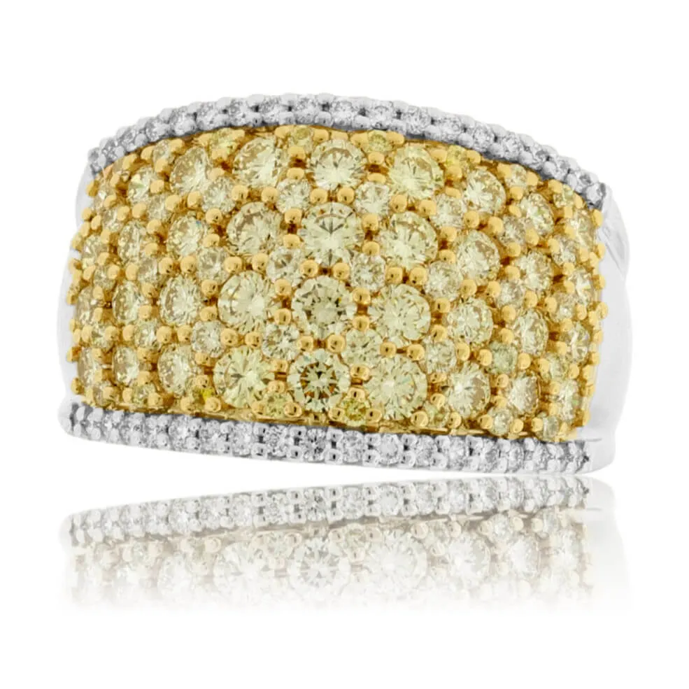 Yellow Diamond & Diamond Lined Fashion Ring