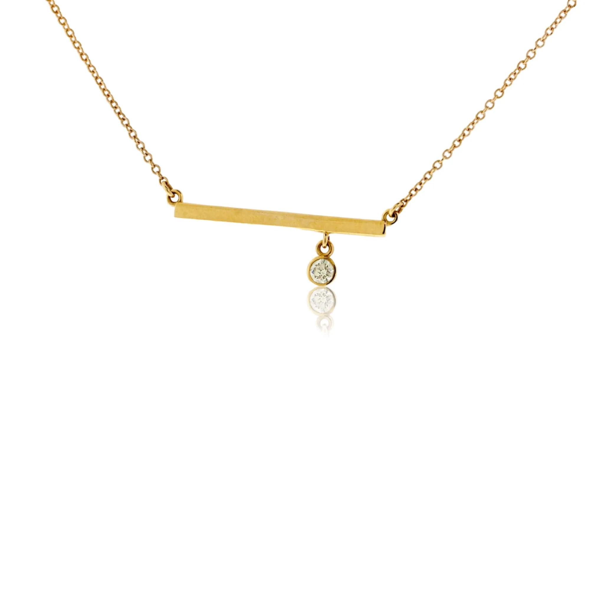 Yellow Gold Diamond Bezel Bar Necklace